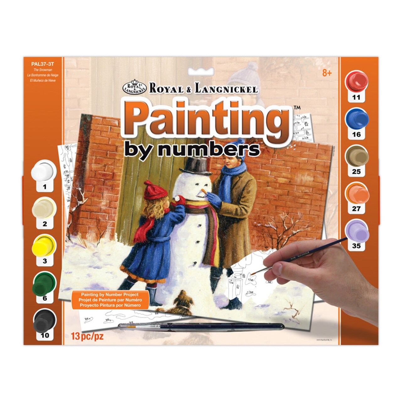 PAL37 | Painting by numbers™ 13pc 11.25" x 13.375" The Snowman Painting Project